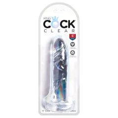 King Cock Clear 6 - dildo su siurbtuku - 15 cm - permatomas