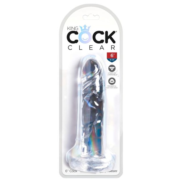 King Cock Clear 6 - dildo su siurbtuku - 15 cm - permatomas