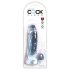 King Cock Clear 7 - siurbtuku pritvirtinamas dildo su sėklidėmis (18 cm)