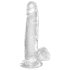King Cock Clear 7 - siurbtuku pritvirtinamas dildo su sėklidėmis (18 cm)