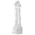 King Cock Clear 7 - siurbtuku pritvirtinamas dildo su sėklidėmis (18 cm)