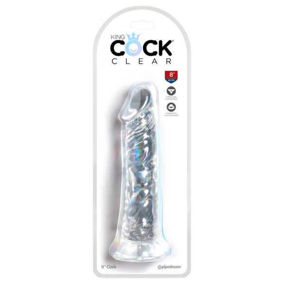 King Cock - didelis dildo su siurbtuku - permatomas - 20 cm