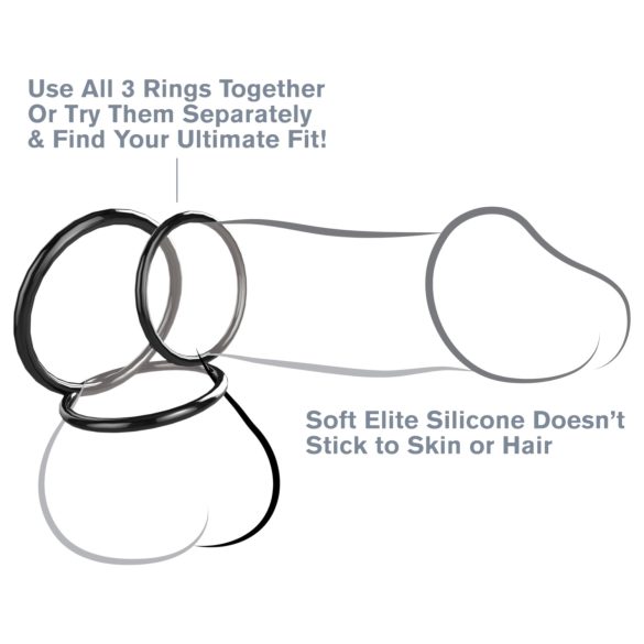 Fantasy C-Ringz - penio žiedų rinkinys - juodi