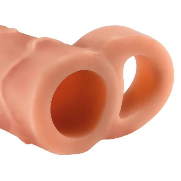 Pipedream X-TENSION Perfect 1 - erekcijos žiedu sugriežtintas penio antgalis (17,7 cm, kūno spalvos)