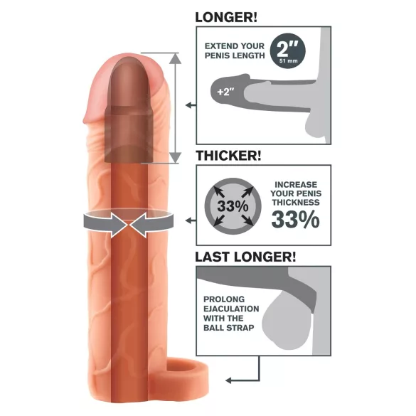 Pipedream X-TENSION Perfect 2 - varpos mova su sėklidžių žiedu (19 cm, kūno spalvos)