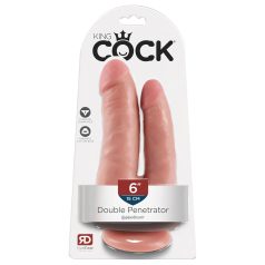   King Cock Double Penetrator - dvigubas realistiškas dildo - kūno spalvos