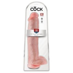   King Cock - dildo su sėklidėmis ir lipniu pagrindu - 38 cm - kūno spalvos