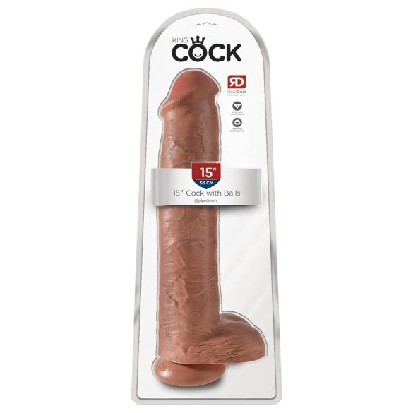King Cock 15 - milžiniškas dildo (38 cm) - tamsiai natūralus