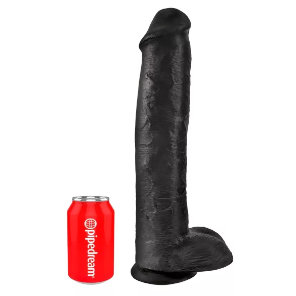 King Cock 15 - dildo su sėklidėmis ir siurbtuku - juodas 38 cm