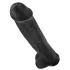 King Cock 15 - dildo su sėklidėmis ir siurbtuku - juodas 38 cm