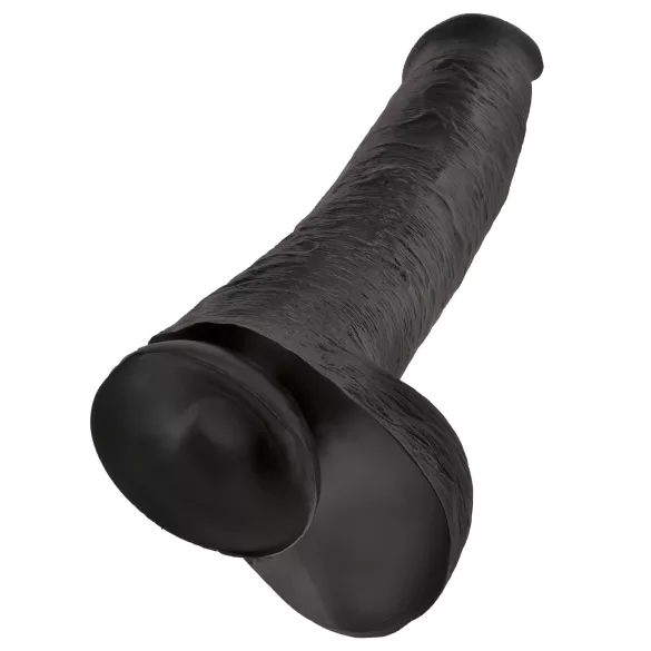 King Cock 15 - dildo su sėklidėmis ir siurbtuku - juodas 38 cm