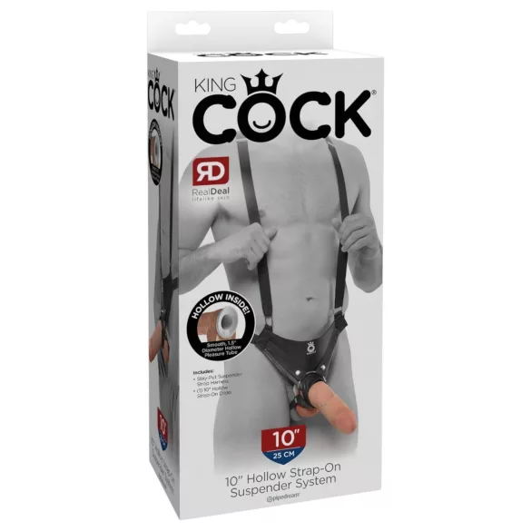 King Cock - dirželis su tuščiaviduriu dildo - 25 cm