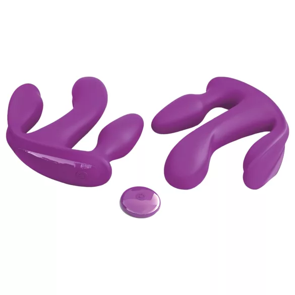 Visiška ekstazė 3in1 - įkraunamas, radijo kontroliuojamas trigubas vibratorius (violetinis)