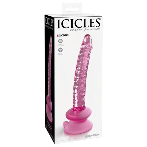 Icicles Nr. 86 – stiklinis falo imitatorius (rožinis)