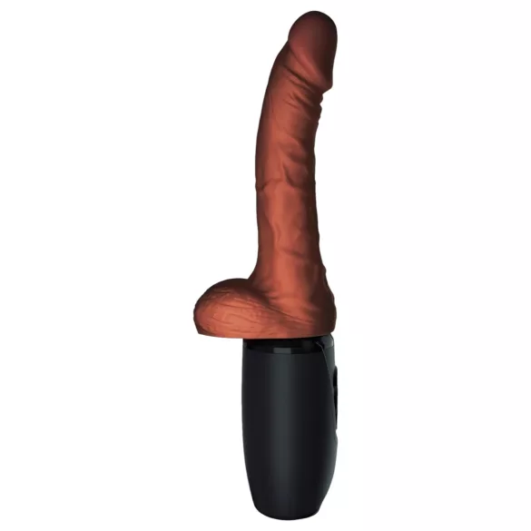 King Cock Plus 7,5 - realistiškas dildo su sėklidėmis - vibracija - rudas