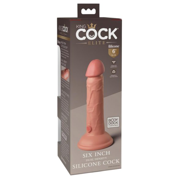King Cock Elite 6 - realistiškas dildo su siurbtuku 15 cm - kūno spalvos