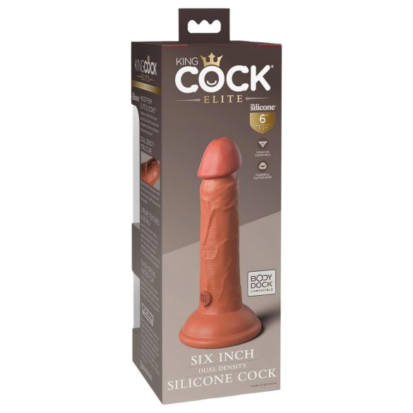 King Cock Elite 6 - realistiškas dildo su siurbtuku - 15 cm - tamsus
