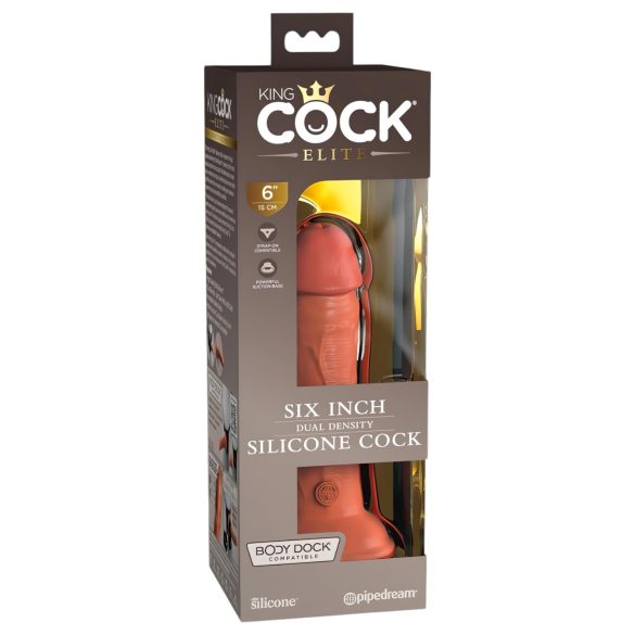 King Cock Elite 6 - realistiškas dildo su siurbtuku - 15 cm - tamsus