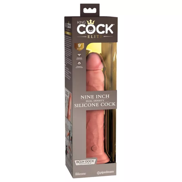 King Cock Elite 9 - realistiškas dildo su siurbtuku 23cm - kūno spalvos