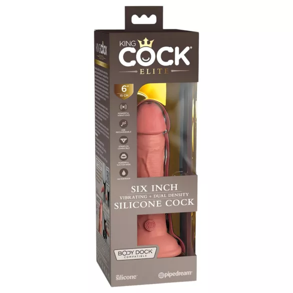 King Cock Elite 6 - realistiškas vibratorius 15 cm - tamsi kūno spalva