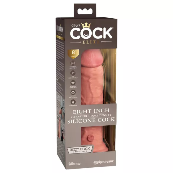 King Cock Elite 8 - vibratorius su siurbtuku - 20 cm - kūno spalvos