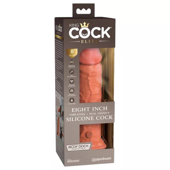 King Cock Elite 8 - realistiškas vibratorius 20cm - tamsi kūno spalva