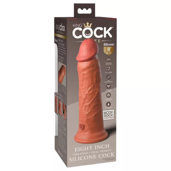 King Cock Elite 8 - realistiškas vibratorius 20cm - tamsi kūno spalva