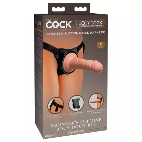 King Cock Elite - dirželis su dildo pradedantiesiems - natūralios spalvos