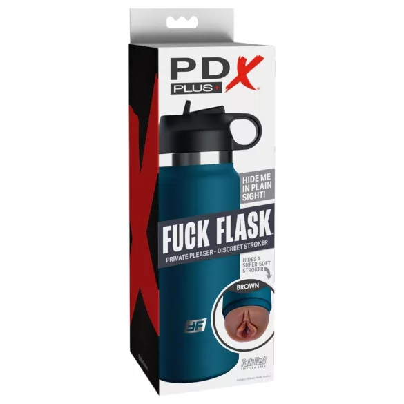 PDX - Fuck Flask Private Pleaser - dirbtinė vagina gertuvėje (mėlyna-ruda)