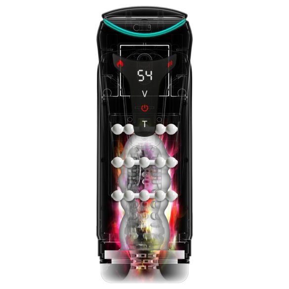 PDX Elite Moto-Bator Pro - automatinis masturbuoklis su karščio funkcija, juodas