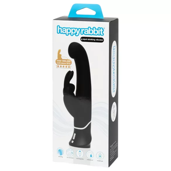 Happyrabbit - G taško vibratorius su klitorio stimu ir judančia galvute - juodas