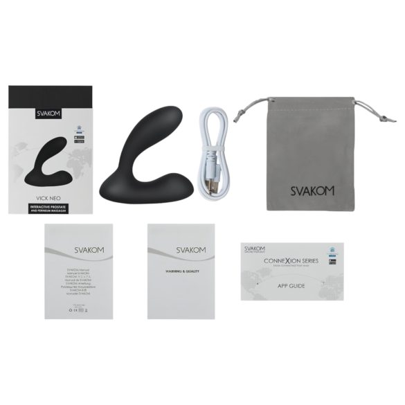 Svakom Vick Neo - įkraunamas VR analinis vibratorius (juodas)