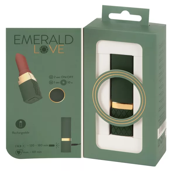 Emerald Love - vandeniui atsparus raudonas vibratorius lūpdažis - įkraunamas