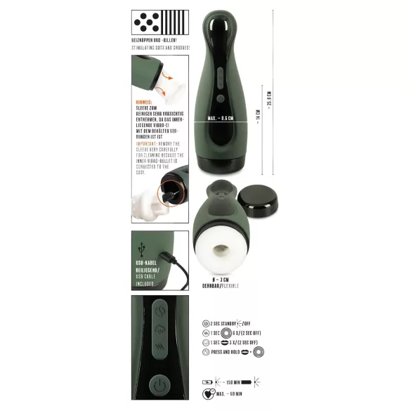 Rebel - masturbatorius vyrams - siurbimo ir vibracijos funkcija - įkraunamas