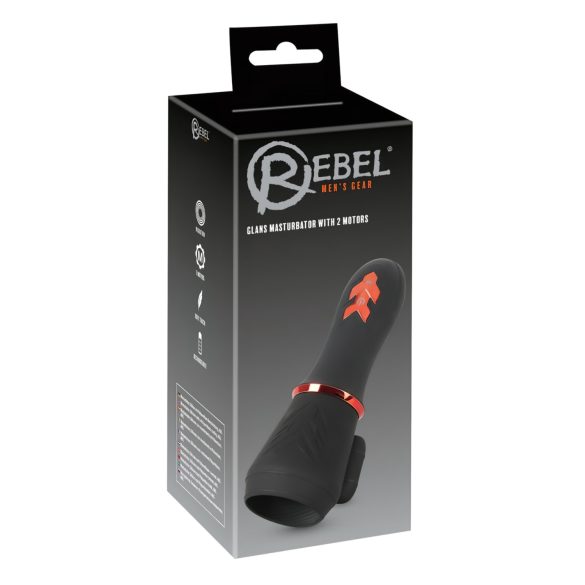 Rebel - įkraunamas, 2 variklių galvutės vibratorius (juodas)