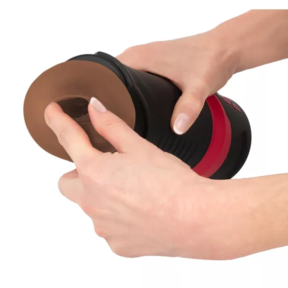 WYNE 04 - masturbatorius vyrams - vibruojantis, siurbimo funkcija - rudas