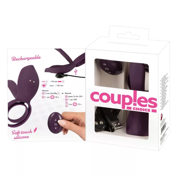 Couples Choice - vibruojantis žiedas poroms - įkraunamas - violetinis
