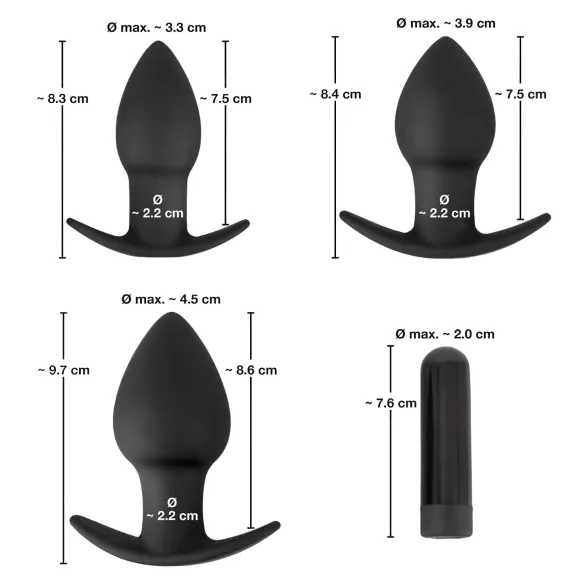 Black Velvets - analinis vibratorius rinkinys - 3 dalių - juodas
