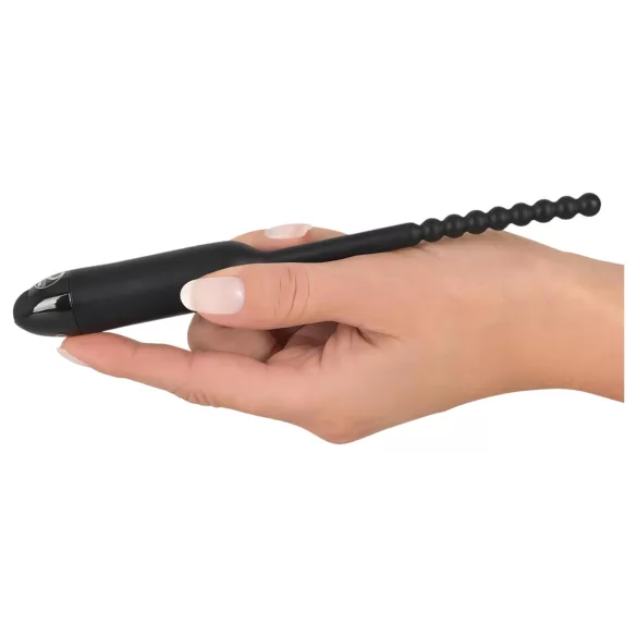 You2Toys Pearl Dilator - šlaplės vibratorius su rutuliukais - 0,8 cm juodas