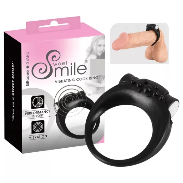 SMILE Stayer - vibruojantis penio žiedas - juodas