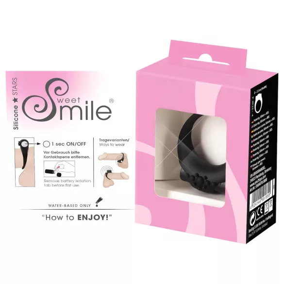 SMILE Stayer - vibruojantis penio žiedas - juodas