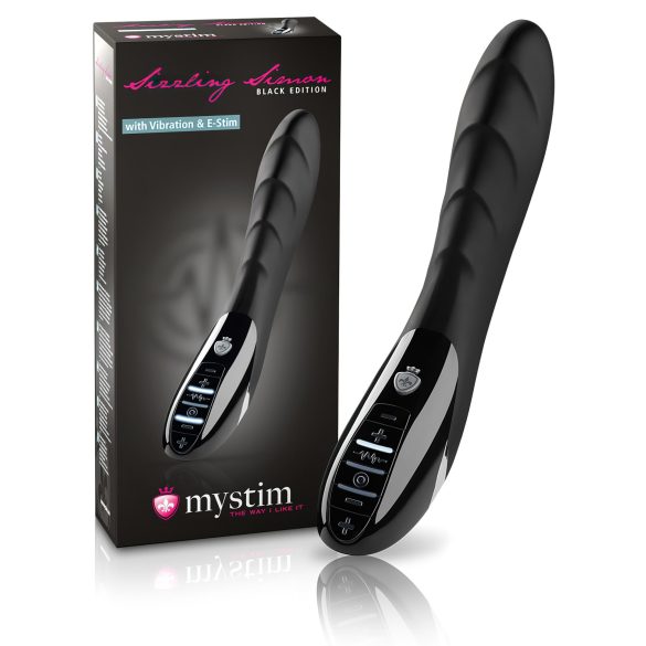 mystim Sizzling Simon - elektro-stimuliuojantis vibratorius (juodas)