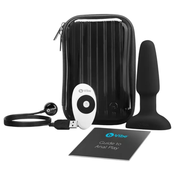 b-Vibe - sukamasis karoliukų, įkraunamas analinis vibratorius (juodas)