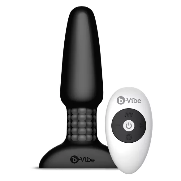 b-Vibe - sukamasis karoliukų, įkraunamas analinis vibratorius (juodas)