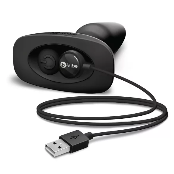 b-Vibe - sukamasis karoliukų, įkraunamas analinis vibratorius (juodas)