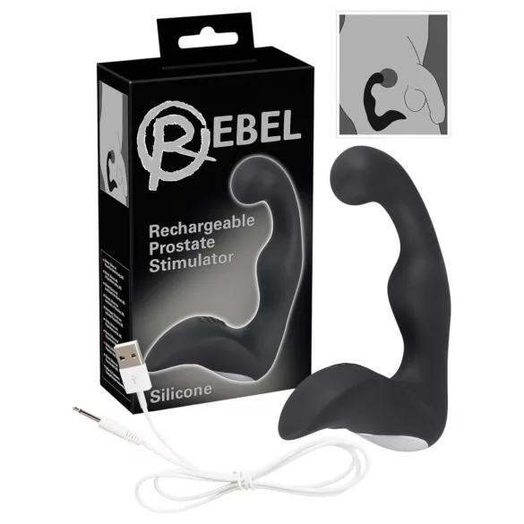 Rebel - prostatos masažuoklis su vibracija - juodas