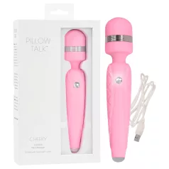   Pillow Talk Cheeky Wand - įkraunamas masažuojantis vibratorius (rožinis)