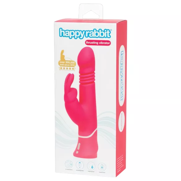 Happyrabbit - traukiojantis vibratorius su klitorio atšaka - įkraunamas, rožinis