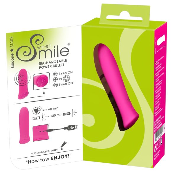 SMILE Power Bullet - vibracinis kulka - itin galingas, įkraunamas, rožinis