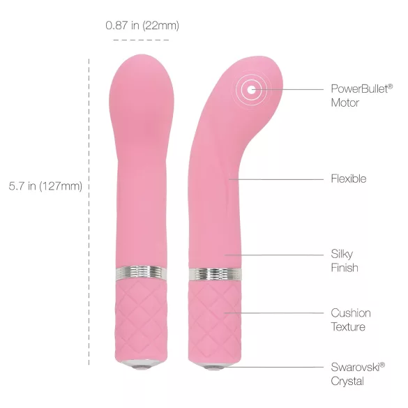 Pillow Talk Racy - įkraunamas, siauras G taško vibratorius (rožinis)